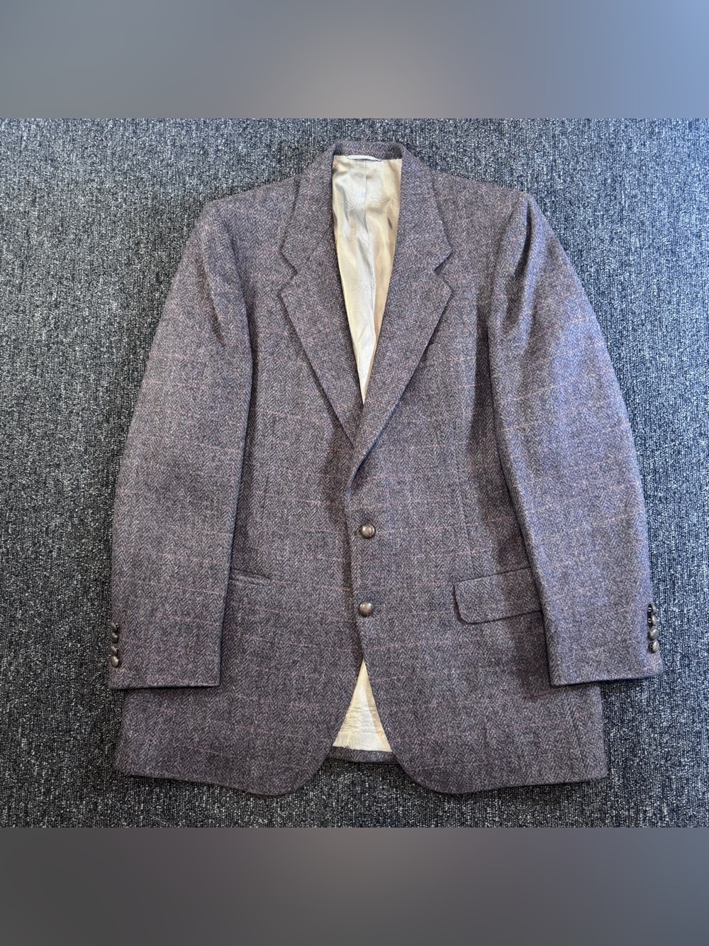 Vintage Valentino Uomo Tweed Blazer 100% Wool Academic Sport Coat Gray Sz 42